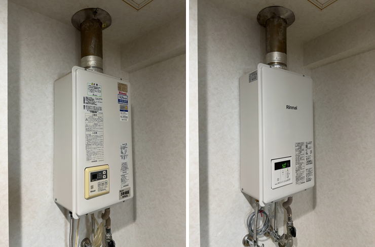 札幌市 ガス給湯器交換 リンナイ「RUX-V1615SFFUA-KO」から「RUX-V1615SFFUA(A)-E」